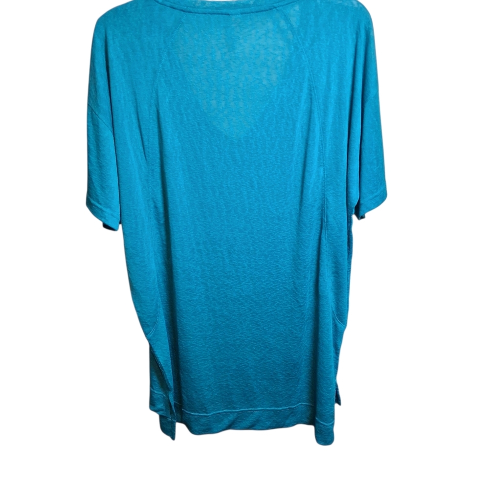 NWT MonoB Oversized Casual Top Sz L Teal Slight High-Low Athleisure - Picture 5 of 6